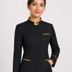 Premium Women's Hotel Staff Uniform Jacket – Black & Gold