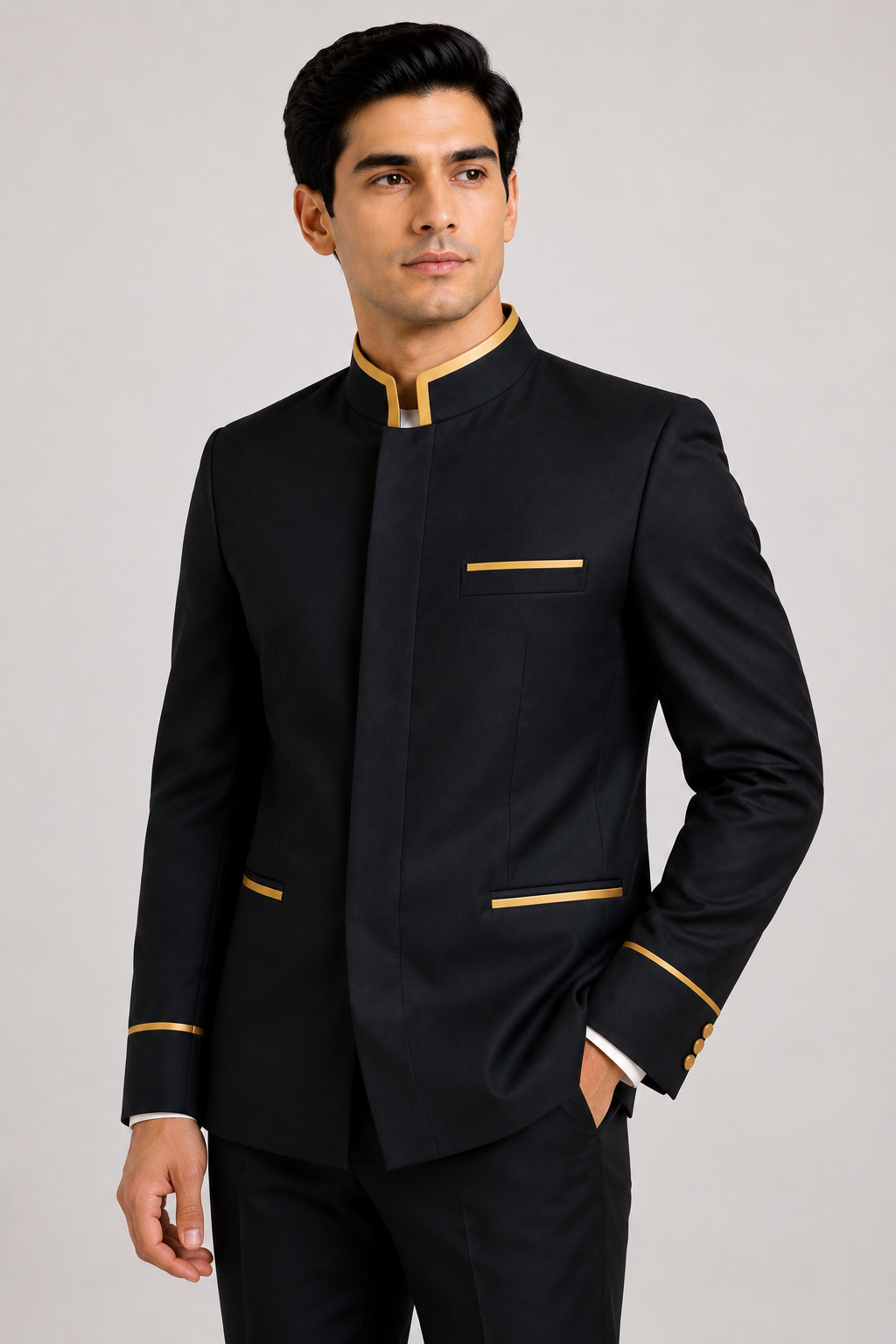 Executive Hotel Staff Uniform Jacket – Black & Gold (Men) - Image 5